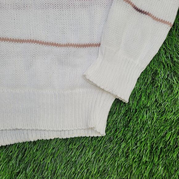 Vintage 90s Eddie-Bauer Stripes Sweater Medium 21x27 White - Picture 11 of 11